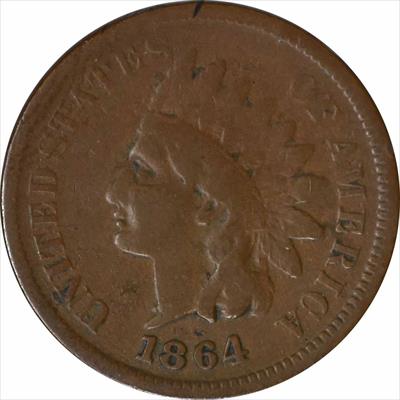1864 Indian Cent L on Ribbon VG Uncertified
