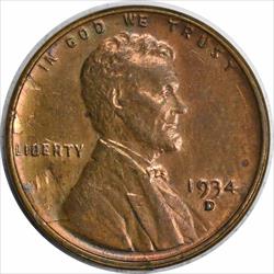 1934-D Lincoln Cent MS60 Uncertified