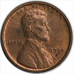 1934-D Lincoln Cent MS63 Uncertified