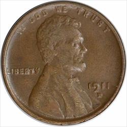 1911-D Lincoln Cent VF Uncertified