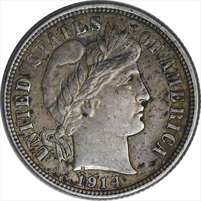 1914 Barber Silver Dime Choice EF Uncertified