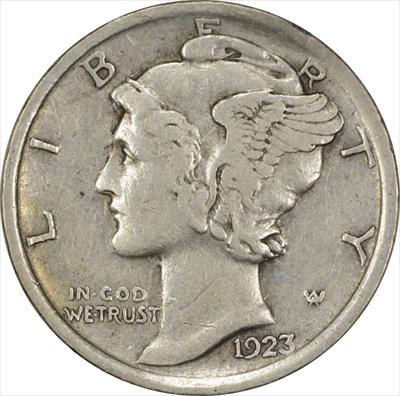 1923 Mercury Silver Dime EF Uncertified