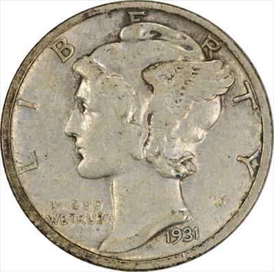 1931-S Mercury Silver Dime VF Uncertified