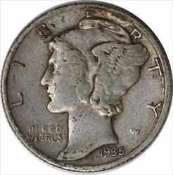 1935-S Mercury Silver Dime EF Uncertified