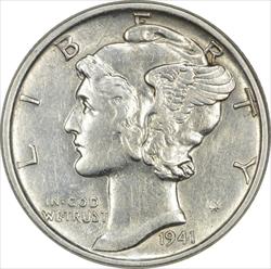 1941 Mercury Silver Dime AU Uncertified