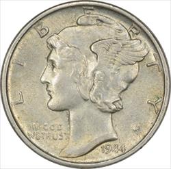 1944-S Mercury Silver Dime AU Uncertified