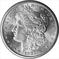 1881-S Morgan Silver Dollar MS60 Uncertified