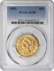 1893 $10 Gold Liberty Head AU58 PCGS