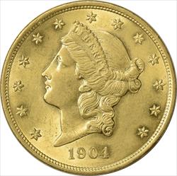 1904 $20 Gold Liberty Head MS60 Uncertified #127