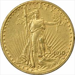 1910 $20 Gold St. Gaudens AU58 Uncertified #151