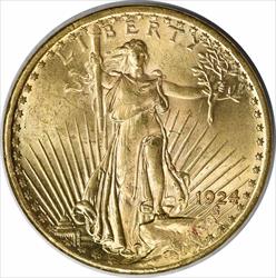 1924 $20 Gold St. Gaudens MS63 Uncertified #232