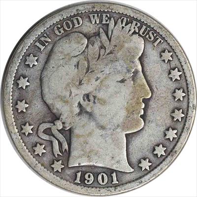 1901 Barber Silver Half Dollar VG Uncertified