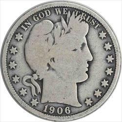 1906 Barber Silver Half Dollar VG Uncertified