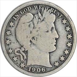 1906 Barber Silver Half Dollar Choice VG Uncertified