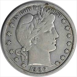 1906 Barber Silver Half Dollar F Uncertified