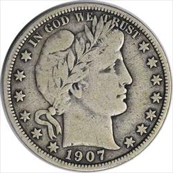 1907-D Barber Silver Half Dollar F Uncertified