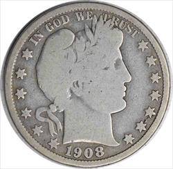 1908-D Barber Silver Half Dollar VG Uncertified