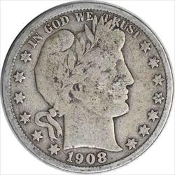 1908-S Barber Silver Half Dollar VG Uncertified
