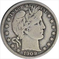 1909 Barber Silver Half Dollar F Uncertified