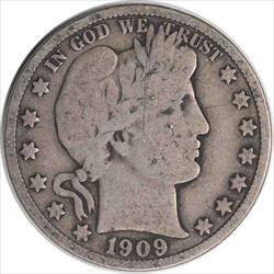 1909-S Barber Silver Half Dollar VG Uncertified