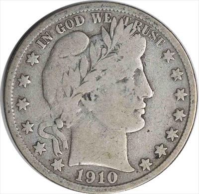 1910-S Barber Silver Half Dollar Choice VG Uncertified