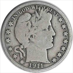 1911 Barber Silver Half Dollar VG Uncertified