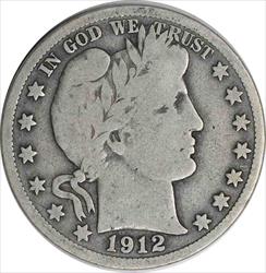 1912-S Barber Silver Half Dollar VG Uncertified