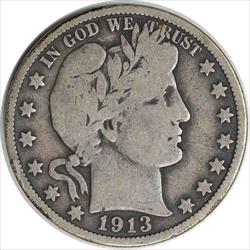 1913 Barber Silver Half Dollar VG Uncertified