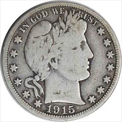 1915-S Barber Silver Half Dollar VG Uncertified