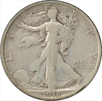 1918-S Walking Liberty Silver Half Dollar Choice F Uncertified
