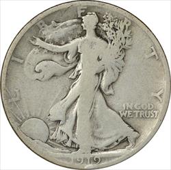 1919-D Walking Liberty Silver Half Dollar VG Uncertified