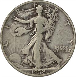 1938-D Walking Liberty Silver Half Dollar F Uncertified