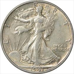 1941-S Walking Liberty Silver Half Dollar AU Uncertified