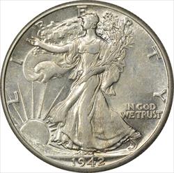 1942 Walking Liberty Silver Half Dollar AU Uncertified