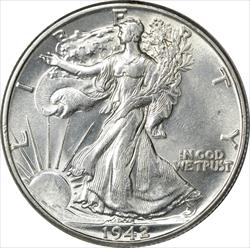1942 Walking Liberty Silver Half Dollar AU58 Uncertified