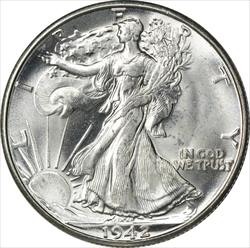 1942-D Walking Liberty Silver Half Dollar MS63 Uncertified