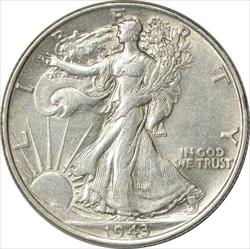 1943 Walking Liberty Silver Half Dollar AU Uncertified