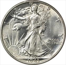 1943 Walking Liberty Silver Half Dollar MS63 Uncertified