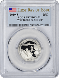 2019-S War In the Pacific National Park Quarter PR70DCAM Clad First Day of Issue PCGS