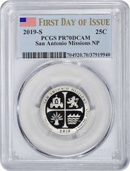 2019-S San Antonio Missions National Park Quarter PR70DCAM Clad First Day of Issue PCGS