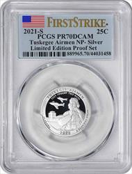 2021-S Tuskegee Airmen NP Silver Quarter Limited Edition Proof Set PR70DCAM First Strike PCGS
