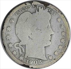 1908-S Barber Silver Quarter G Uncertified