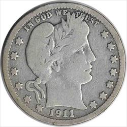 1911-D Barber Silver Quarter VG Uncertified