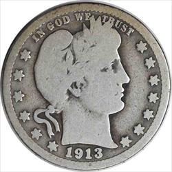 1913 Barber Silver Quarter G Uncertified
