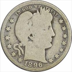 1896-O Barber Silver Quarter G Uncertified