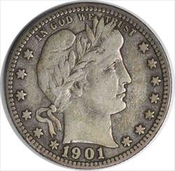 1901 Barber Silver Quarter VF Uncertified