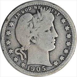 1905 Barber Silver Quarter G Uncertified