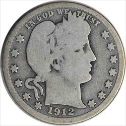 1912-S Barber Silver Quarter G Uncertified