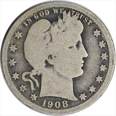1908-S Barber Silver Quarter G/AG Uncertified