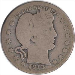 1913 Barber Silver Quarter AG Uncertified